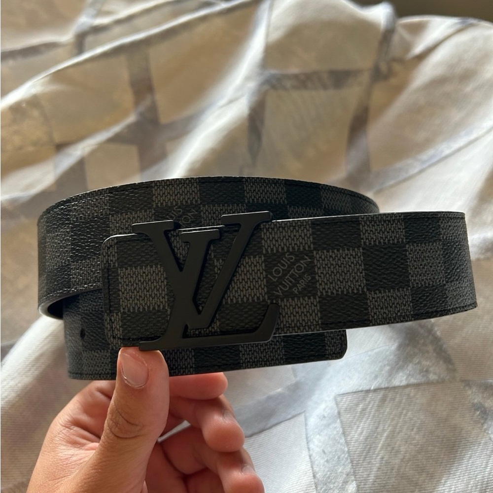 Louis Vuitton Men's Black Checkered Belt
